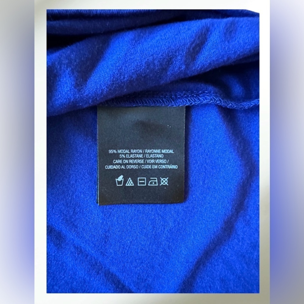 Tahari Blue V-Neck Top Three-Quarter Sleeve Large - Picture 7 of 12